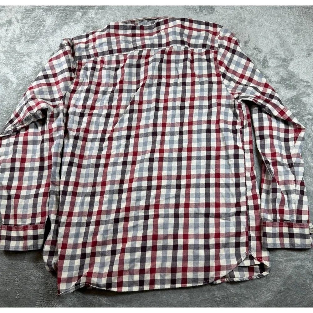 The North Face Mens XL Plaid Button Down Long Sleeve Shirt Red Gray White